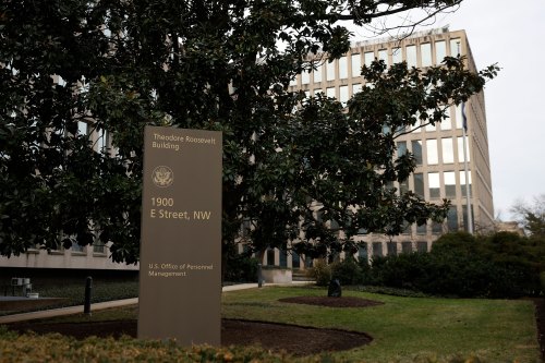 A photo of the exterior of the Theodore Roosevelt Federal Building, headquarters of the U.S. Office of Personnel Management.